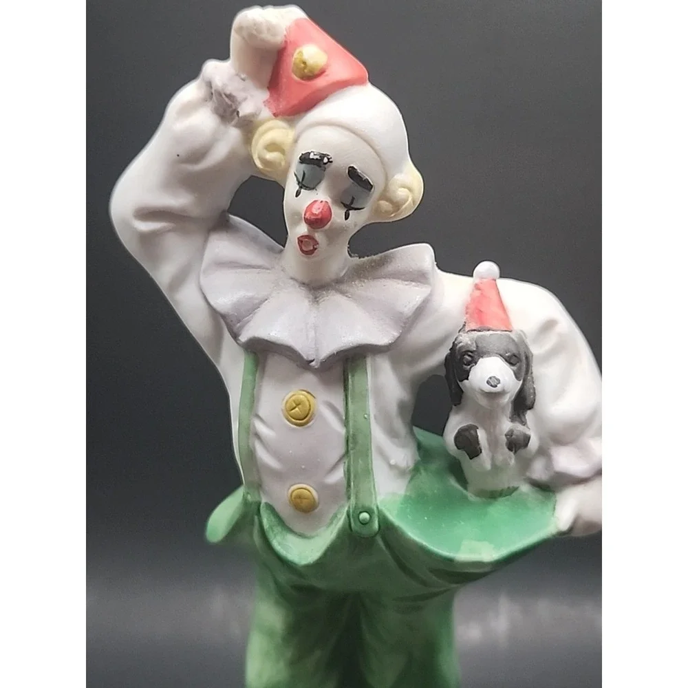 Vintage 80s-90s Kitschy Clown With Two Dogs Bisque Figurine 6.5
